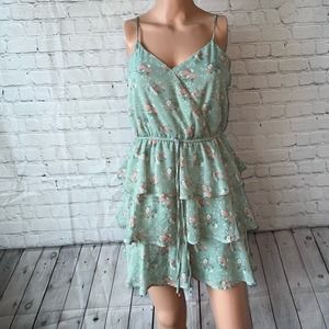 Trixxi green & pink floral sleeveless dress size M NWT